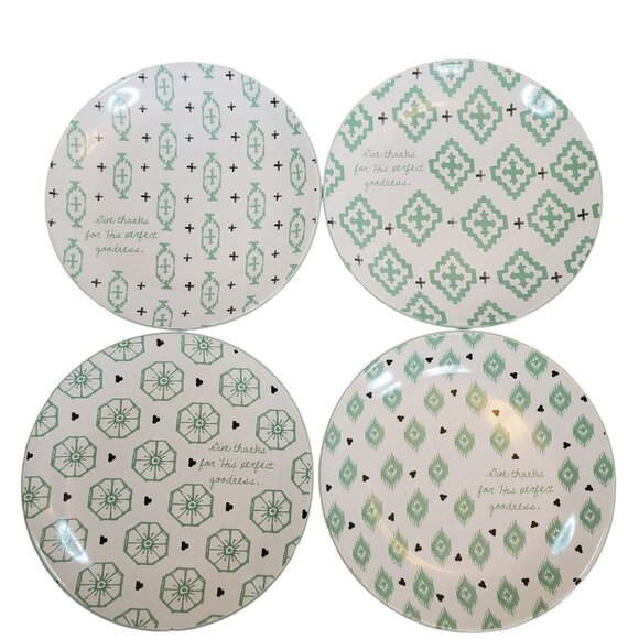 Mary & Martha Perfect Goodness Salad Plates Lot of 4 Green White Give Thanks - Picture 13 of 14